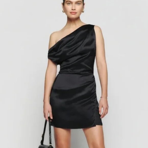 Reformation Alanis Silk Dress Black - Size 6 - Picture 1 of 8